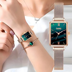 🔥 Oferta de Lanzamiento Limitada: Reloj en Oro 18k con Pulsera de Esmeralda GRATIS en Caja Premium