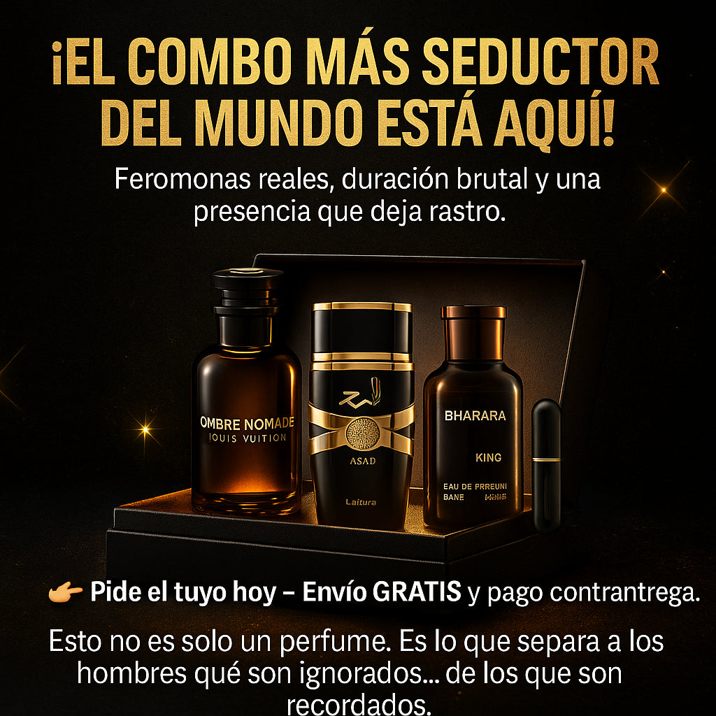🔥 El combo de perfumes que transforma hombres comunes… en inolvidables.
