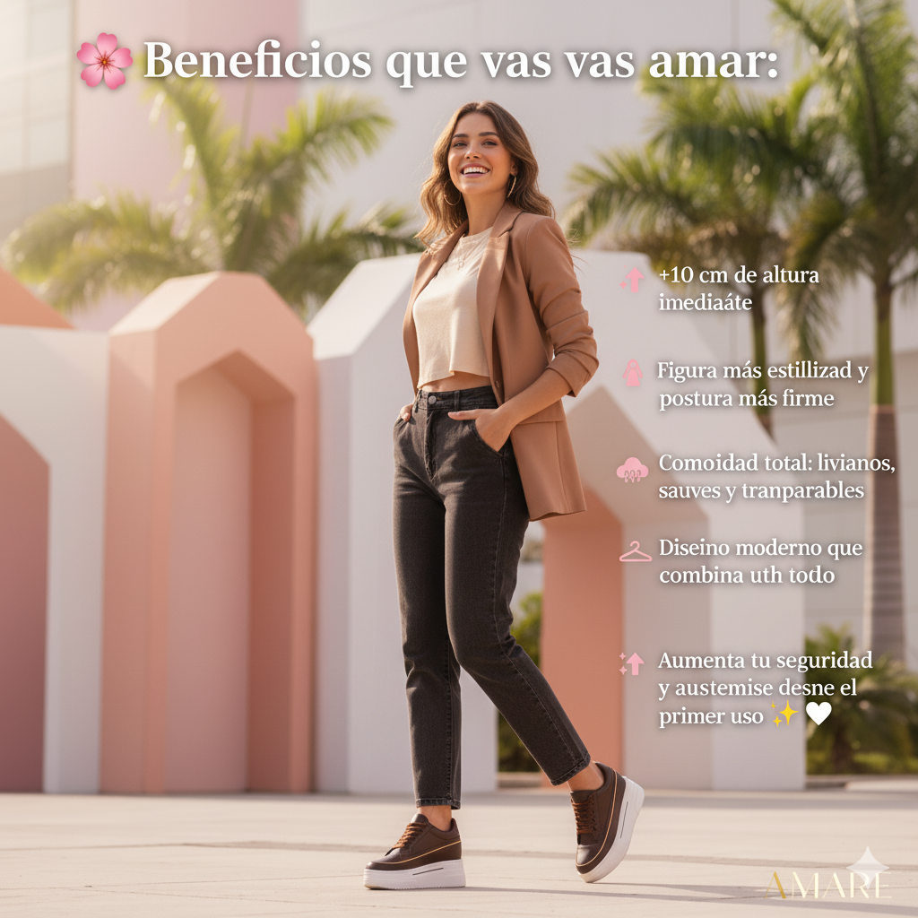 El tenis que transforma tu look y te da 10 cm de altura con total confort — ideal para mujeres modernas, seguras y con estilo.