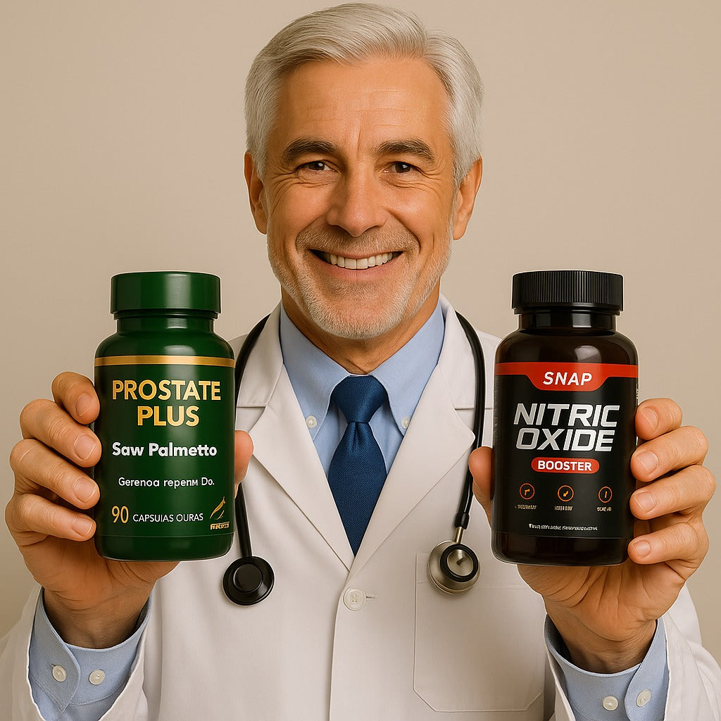 Oferta 2x1: Prostate Plus para tu bienestar + Nitric Oxide para tu energía, con Ebook GRATIS de regalo.
