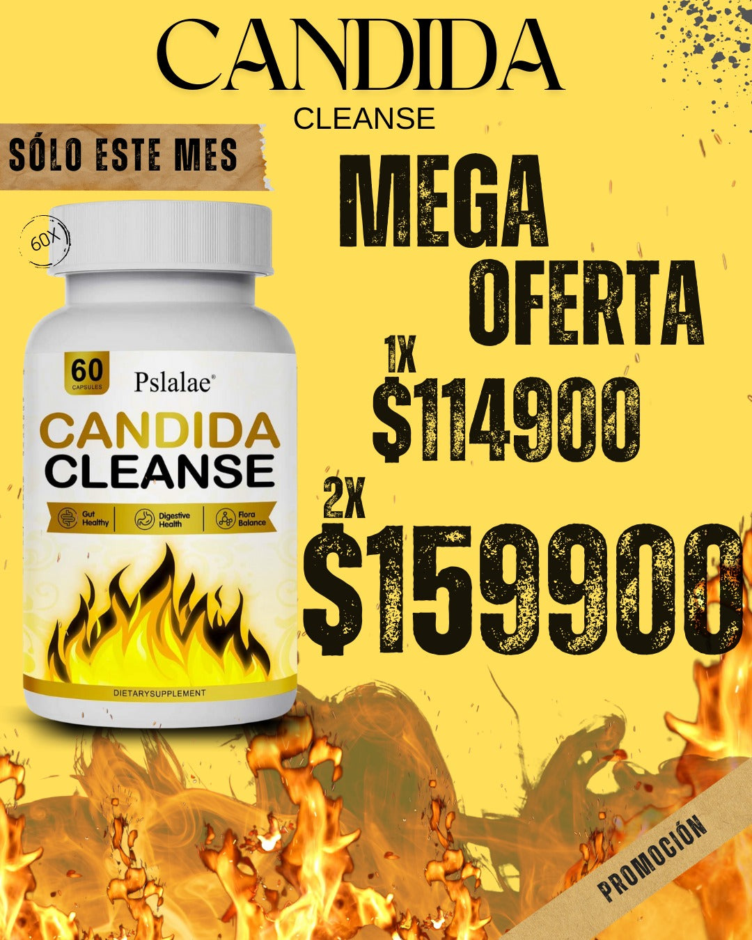 🌿 Candida Cleanse – Suplemento Natural para tu Bienestar Íntimo y Digestivo 📦 Presentación: 60 cápsulas